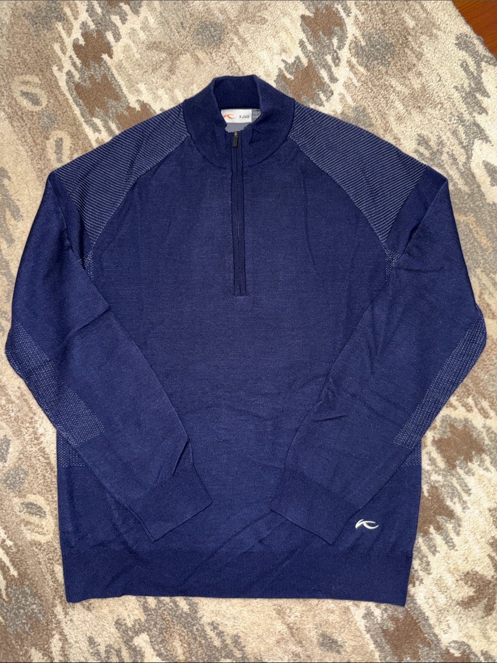 KJUS Golf Navy Half-Zip Performance Sweater M
